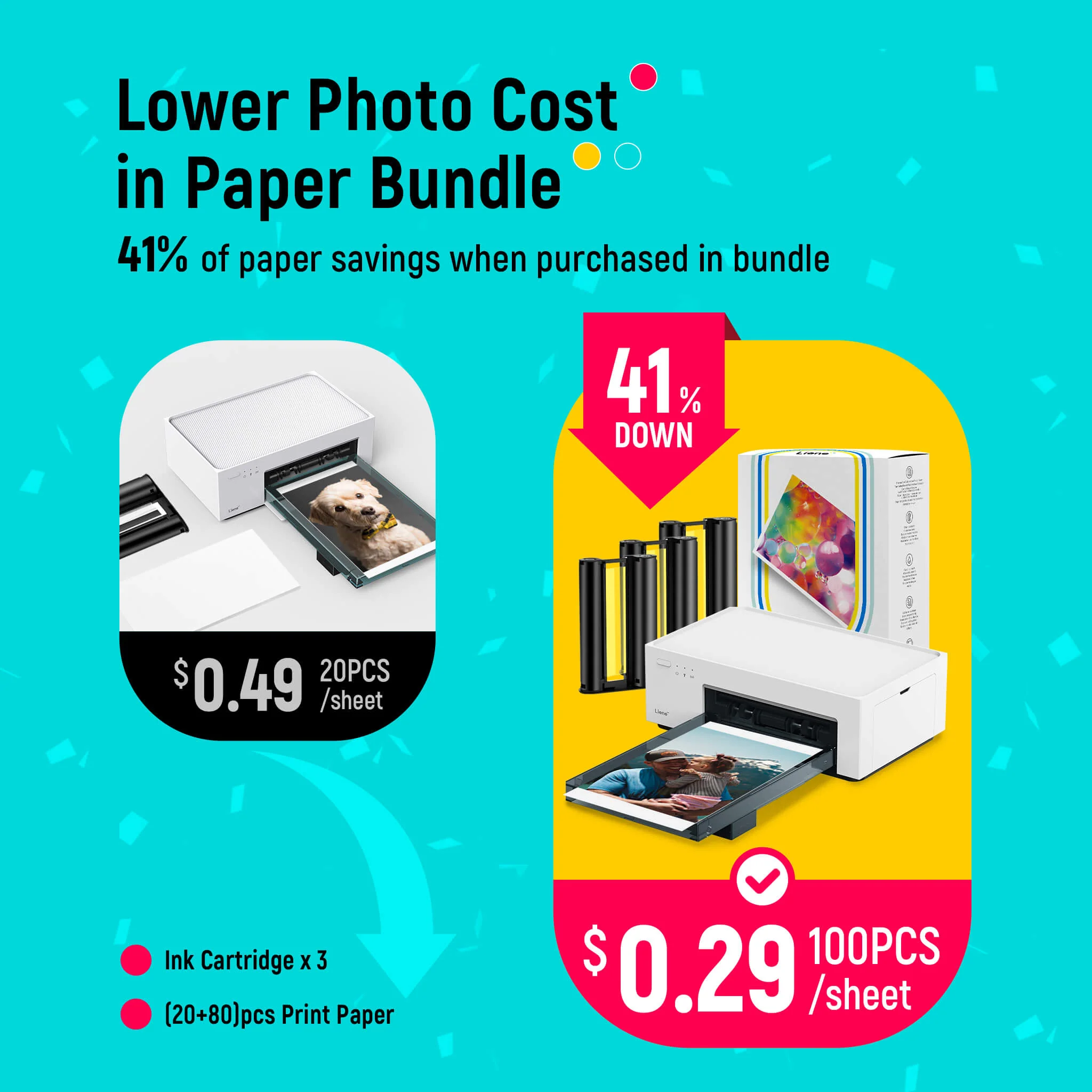 Amber 4x6" Instant Photo Printer M100 (100 Sheets + 3 Cartridges) - Image 7