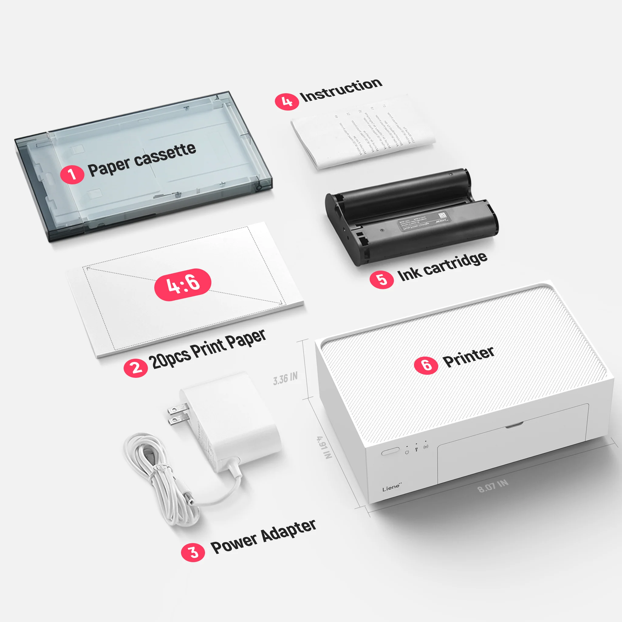 Amber 4x6" Instant Photo Printer M100 (20 Photo Papers + 1 Cartridge) - Image 8