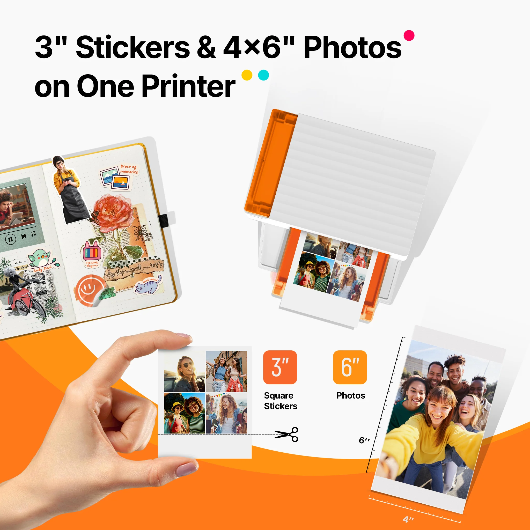 Amber M110 Instant Bluetooth Photo Printer (60 Sheets 4x6" Paper & 20 Sheets 3x3" Sticker Paper) - Image 3