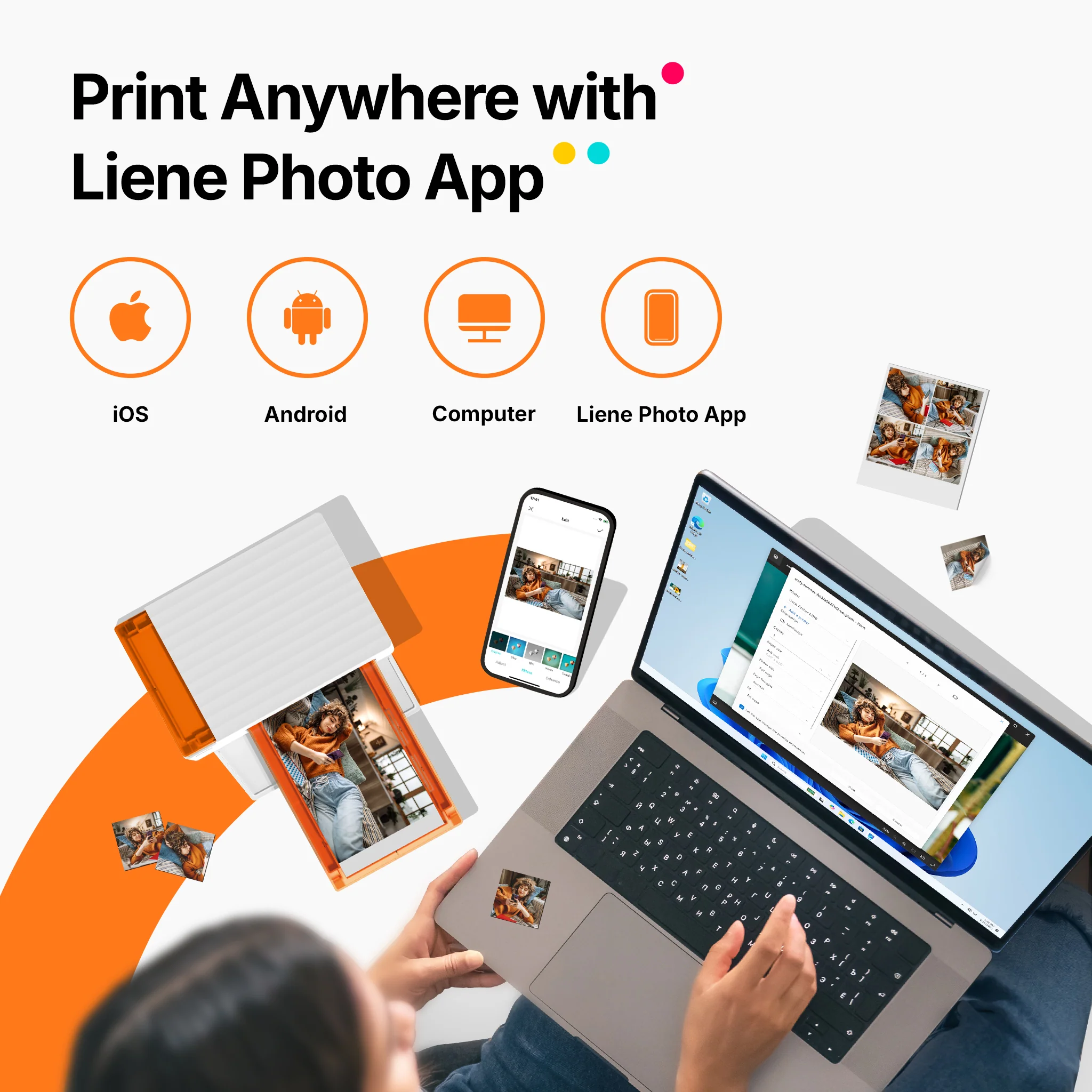 Amber M110 Instant Bluetooth Photo Printer (60 Sheets 4x6" Paper & 20 Sheets 3x3" Sticker Paper) - Image 6