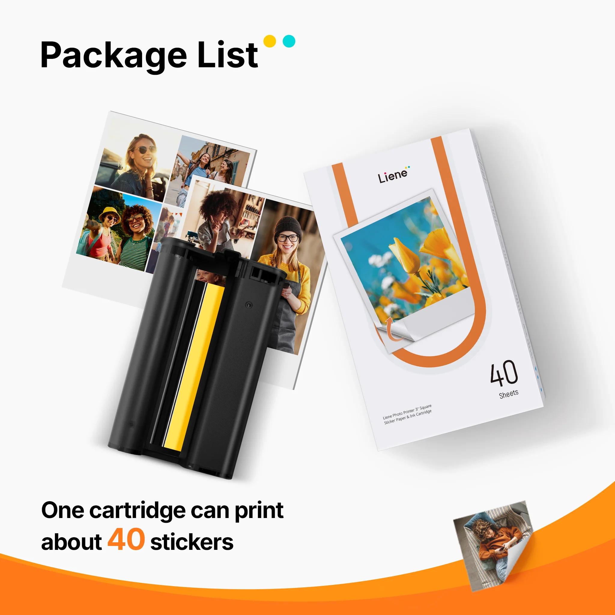 Amber M110 & M210 3x3″ Sticker Paper 40 Sheets & 1 Cartridge - Image 3
