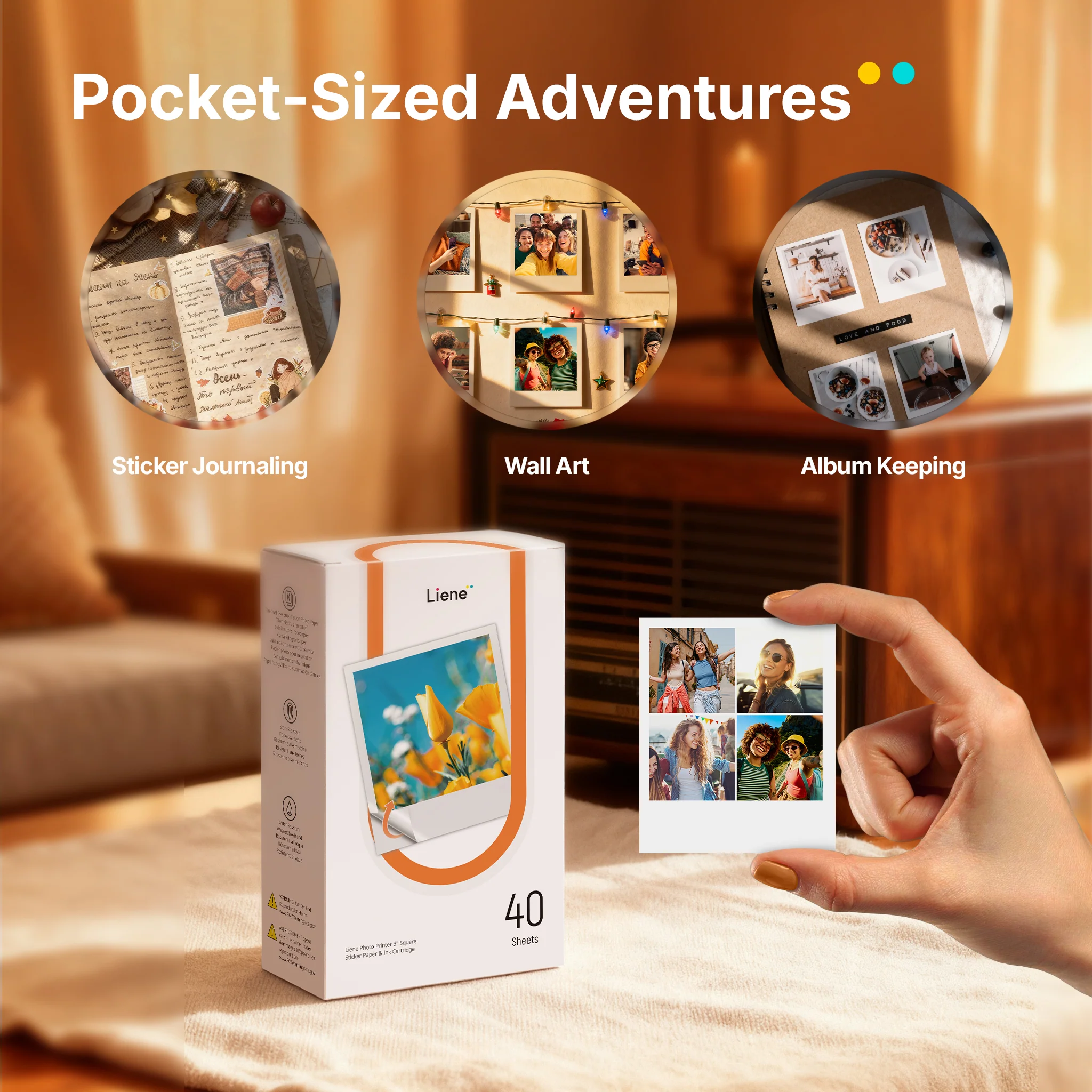Amber M110 & M210 3x3″ Sticker Paper 40 Sheets & 1 Cartridge - Image 5