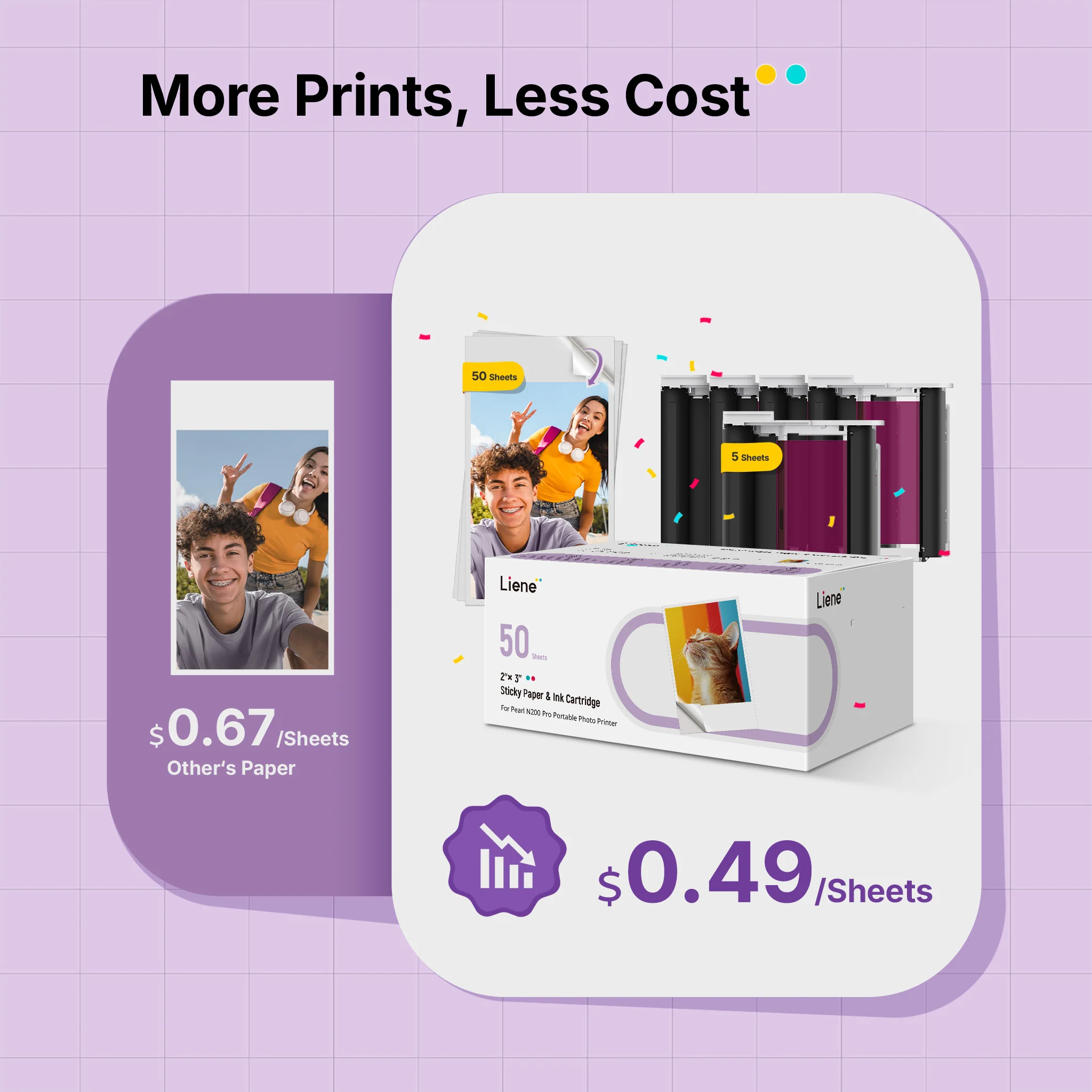 Pearl N200 Pro 2x3" Dye-Sublimation Photo Paper 50 Sheets - Image 10