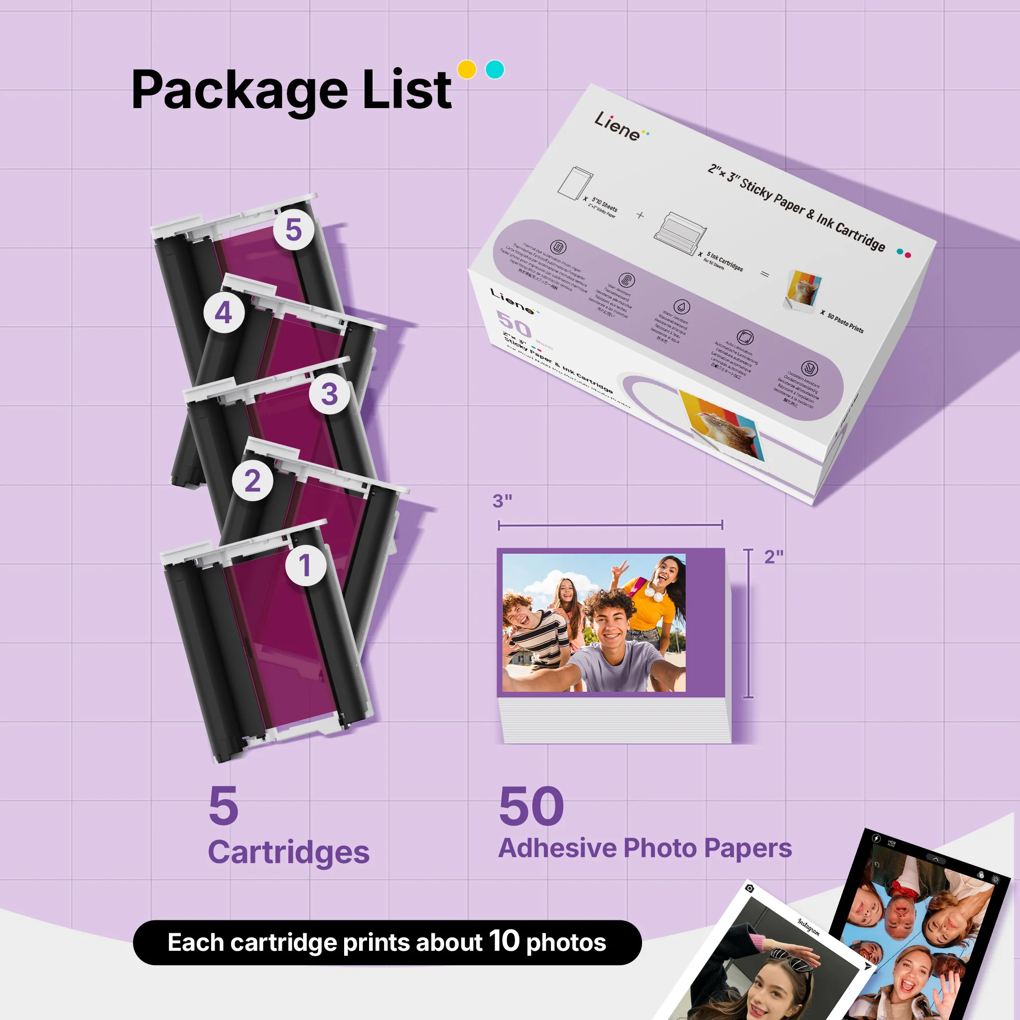 Pearl N200 Pro 2x3" Dye-Sublimation Photo Paper 50 Sheets - Image 3