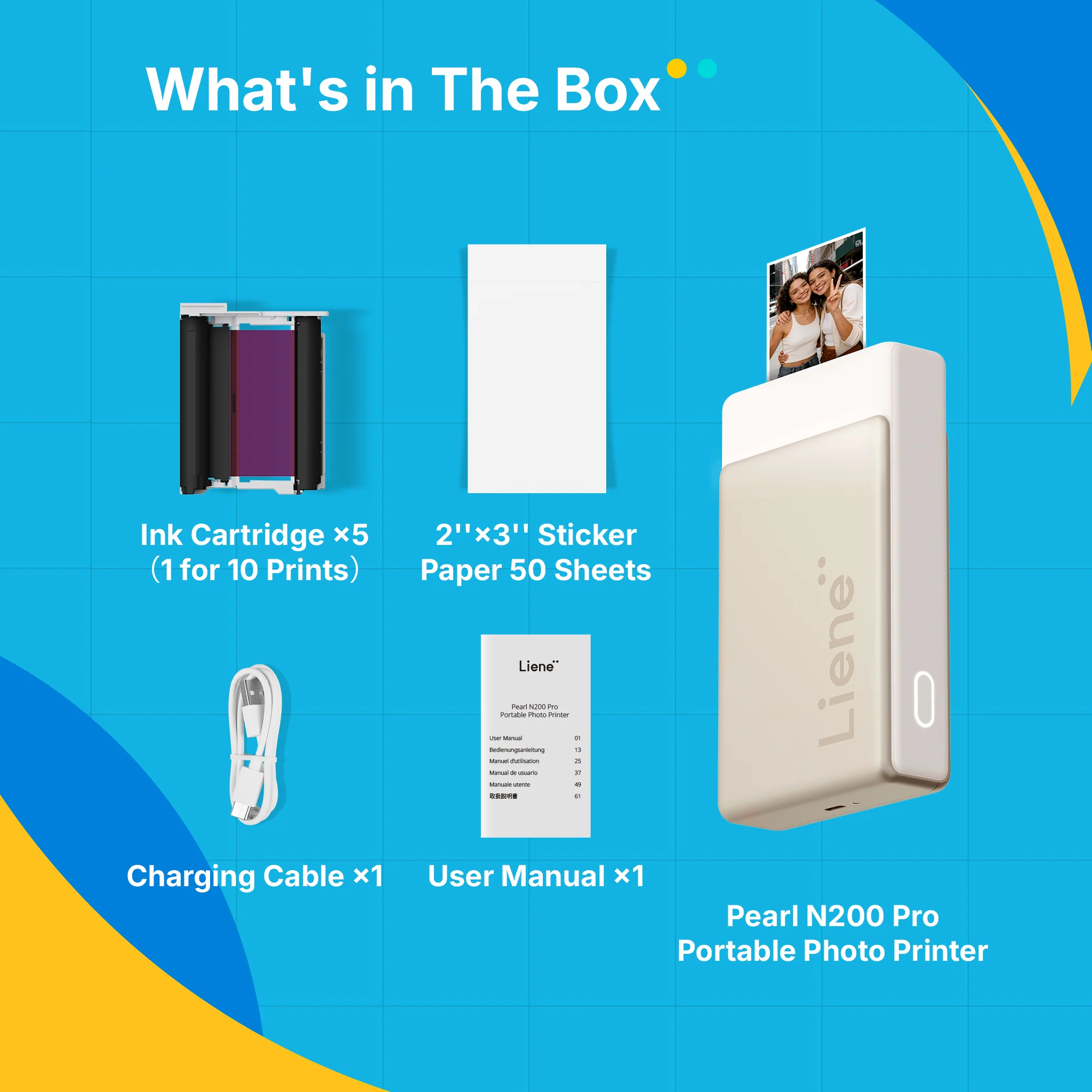 Pearl N200 Pro Portable Photo Printer & Supplies Bundle (50 Sticker Papers) - Gold - Image 8