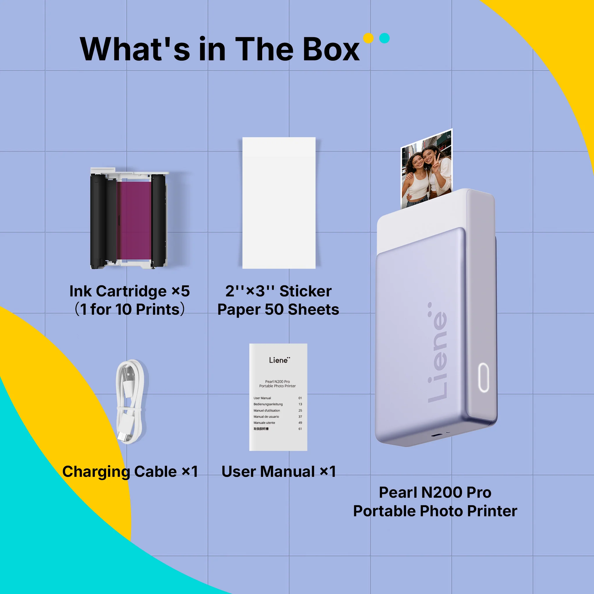 Pearl N200 Pro Portable Photo Printer & Supplies Bundle (50 Sticker Papers) - Purple - Image 8
