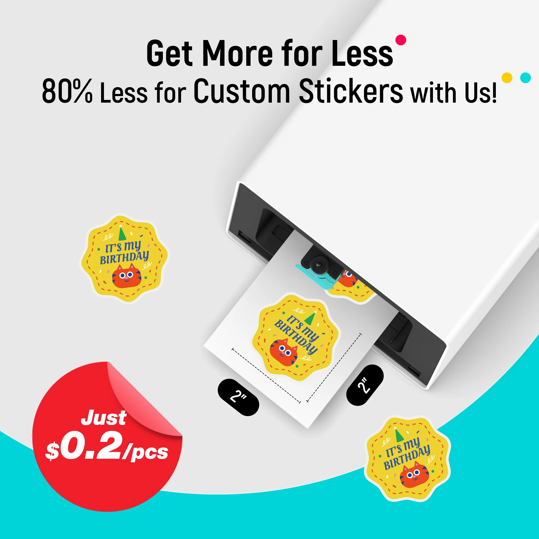 PixCut S1 4x7" Sticker Paper 72 Sheets & 2 Ink Cartridges Refill - Image 3